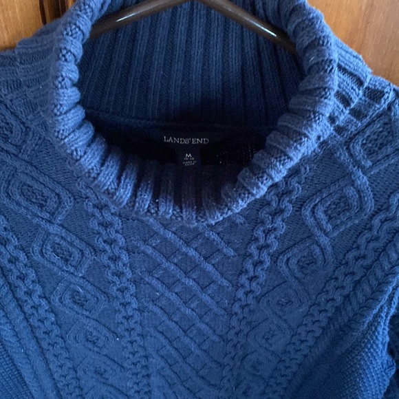 Women’s M navy Lands End cotton/acrylic turtle neck sweater - Picture 3 of 4